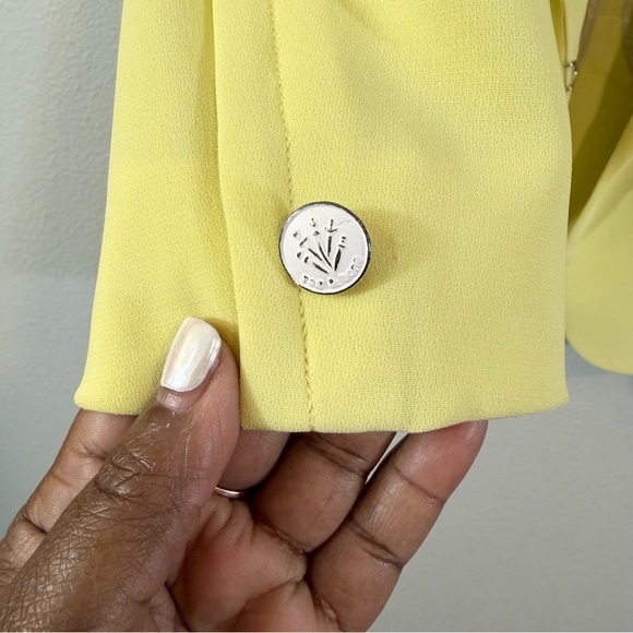rag & bone Crepe Tuxedo Jacket Blazer Size 6 Chartreuse Yellow Preppy Academia - Picture 11 of 13